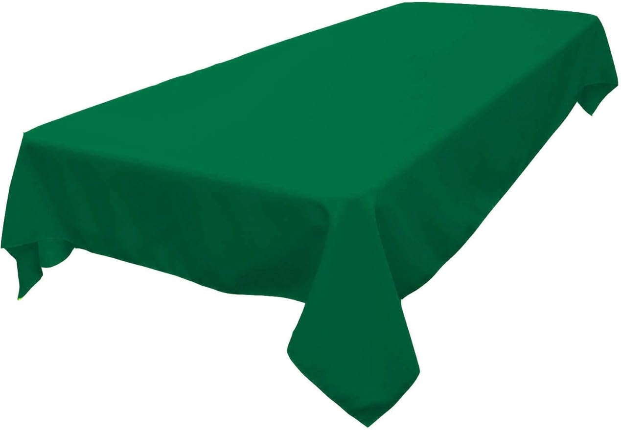 LA Linen Polyester Poplin Washable Rectangular Tablecloth, Stain and Wrinkle Resistant Table Cover 60x90, Fabric Table Cloth for Dinning, Kitchen, Party, Holiday 60 by 90-Inch, Emerald Green