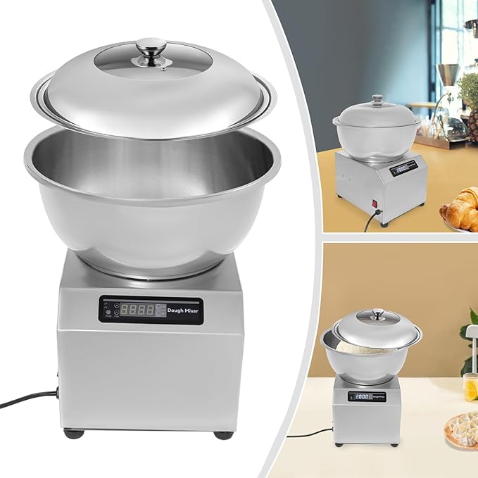 Bepritm Electric Dough Mixer, 1500W Commercial Pizza Dough Maker Machine with Bidirectional Rotation & Timer, 8KG/17.6LBS Dough Kneading Machine for Bakery, Pizza, Bread Dough, Home Use