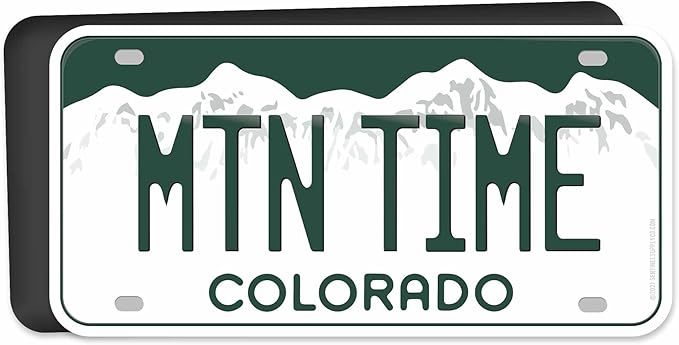 Mountain Time Colorado Magnet for Car - CO State License Plate Flexible Fridge Magnet - Rocky Mtn National Park - Cute Denver Boulder Gift