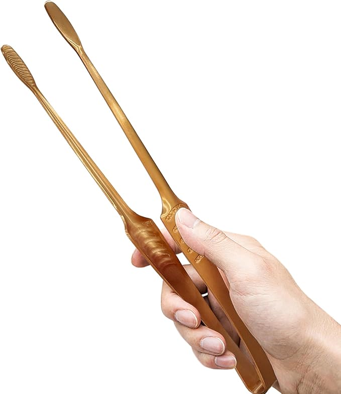 JETKONG Stainless Steel Kitchen Tongs, Serving Tongs for Cooking, 10.6" Metal Food Tongs with Non-Slip Comfort Grip, Non-Stick Cooking Tongs Heat Resistant BBQ Tong Grill Tong (Brown)