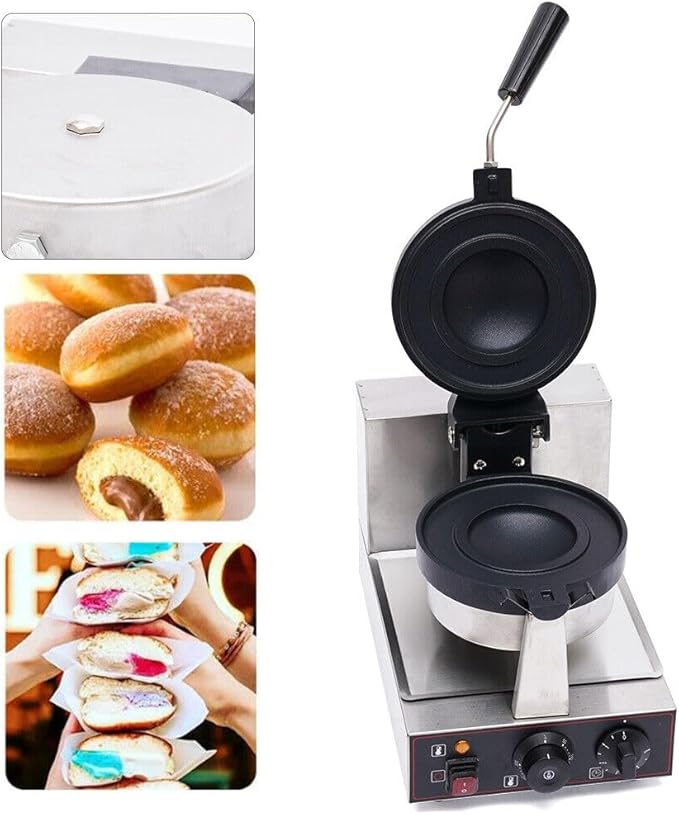 Electric Burger Maker Machine, Commercial Hamburger Grill Toaster, Panini Sandwich Press Tools, Bread Pancakes Baking Machines for Home, Kitchens, Breakfast Shops, Mobile Vendors (Single)