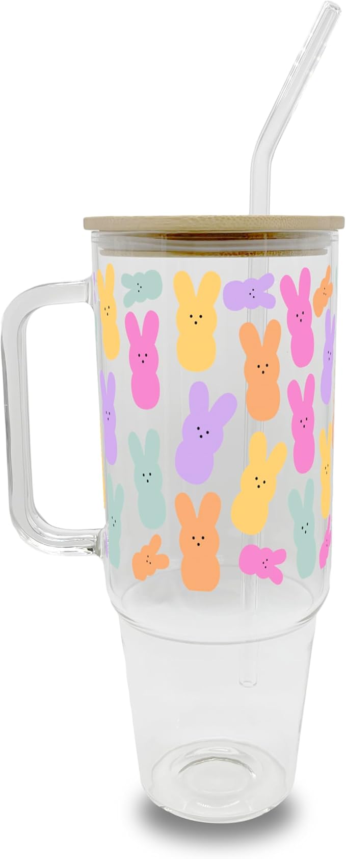 Sip Sip Hooray 40oz Easter Gifts for Women, Easter Bunny Peeps Glass Can Cup with Lid and Straw, Easter Her, Cute Easter Gift,Gifts for Easter, Eater Mug