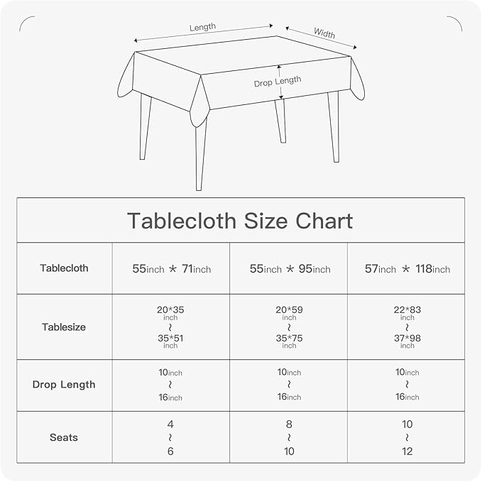 Gingham Tablecloth – 55"×71" Rectangle Table Cloth, Yarn-Dyed Checkered Tablecloth, Wipeclean Washable Picnic Table Cover for Dining, Camping, Outdoor, Black