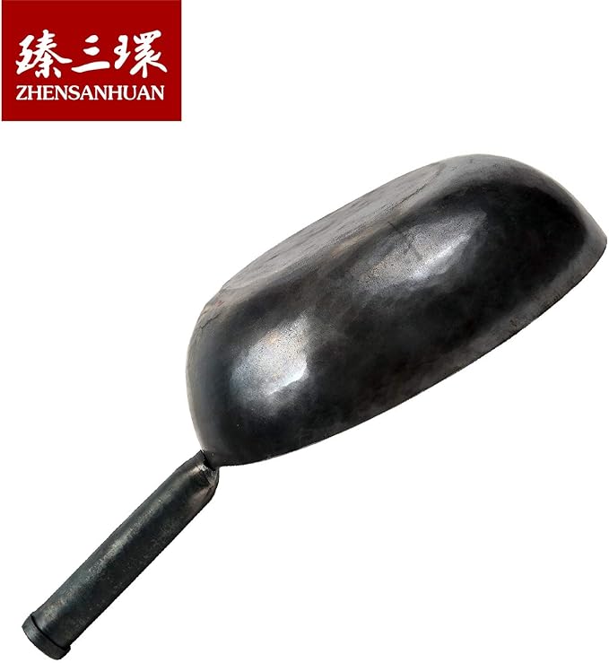 臻三环 ZhenSanHuan Chinese HandHammered Iron Woks and Stir Fry Pans, Non-stick, No Coating, Induction Suitable, 章丘铁锅，舌尖上的中国，A bite of China (30CM)