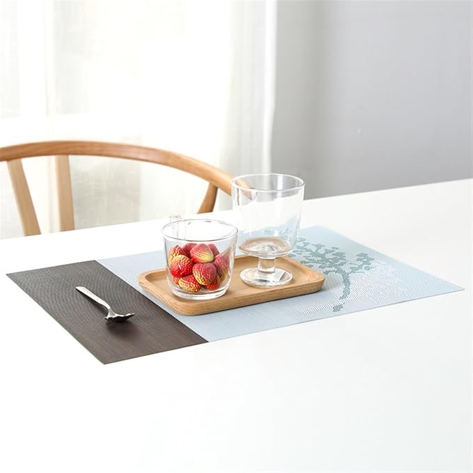 Non-Slip Placemats Heat- Stain for Kitchen Table Washable PVC Table Mat Woven Placemat(Tree Green,30X45CM_8 PCS Set)