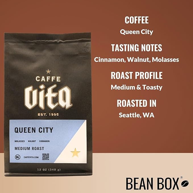 Queen City - Roasted by Caffe Vita - Whole Bean Coffee - 12 Ounce Bag