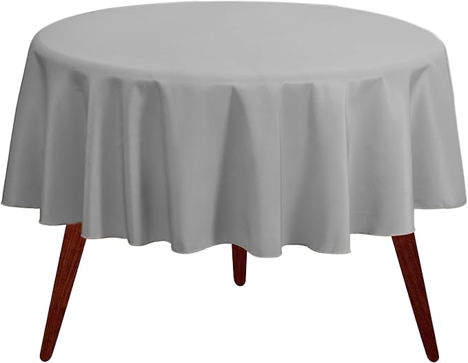 Gee Di Moda Round Tablecloth - 70 Inch Charcoal Round Table Cloth for 24 to 48 Inch Round Tables - Heavy Duty Washable Fabric - for Buffet Table, Holiday Party, Dinner, Wedding & Baby Shower