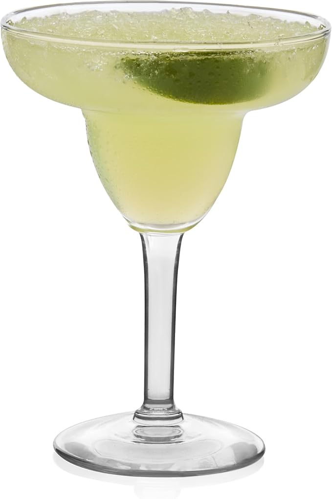 Libbey Margarita Party Glasses Set of 12, Durable Large Margarita Glass, 9 Oz Dishwasher Safe Stemmed Drinking Glasses Gift for Weddings, Parties and More