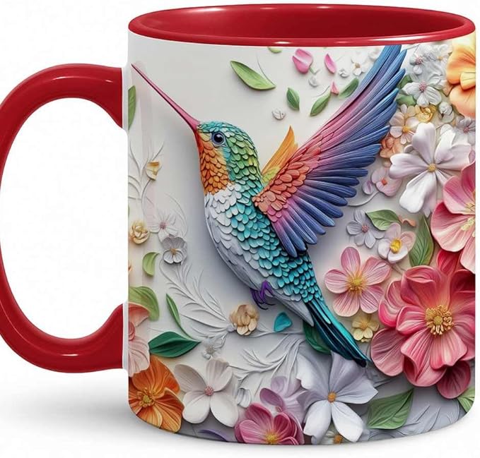 Hummingbird Christmas Coffee Mugs - Hummingbird Christmas Mugs for Women Men Dad Mom Kids Adults - Birthday Xmas Gifts for Friends Coworkers Bird Lovers - 11oz Printed Ceramic Coffee Cups