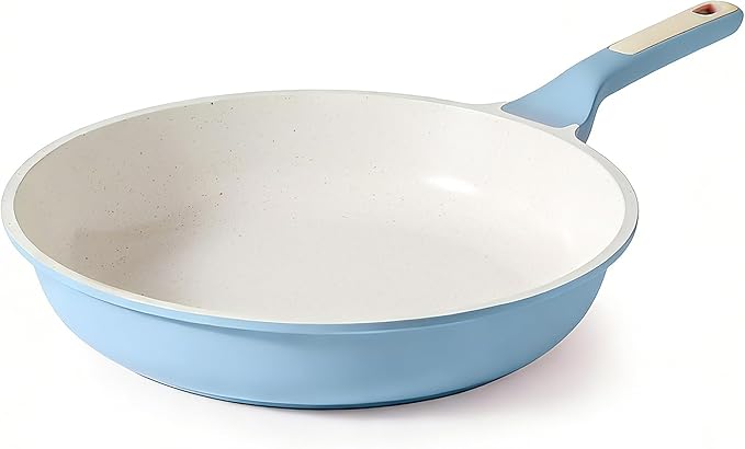 SENSARTE Nonstick Ceramic Frying Pan 9.5-Inch, Healthy Non Toxic Skillet, Induction Compatible Omelet Pan with Heat Resistant Handle, PFAS-Free, Blue