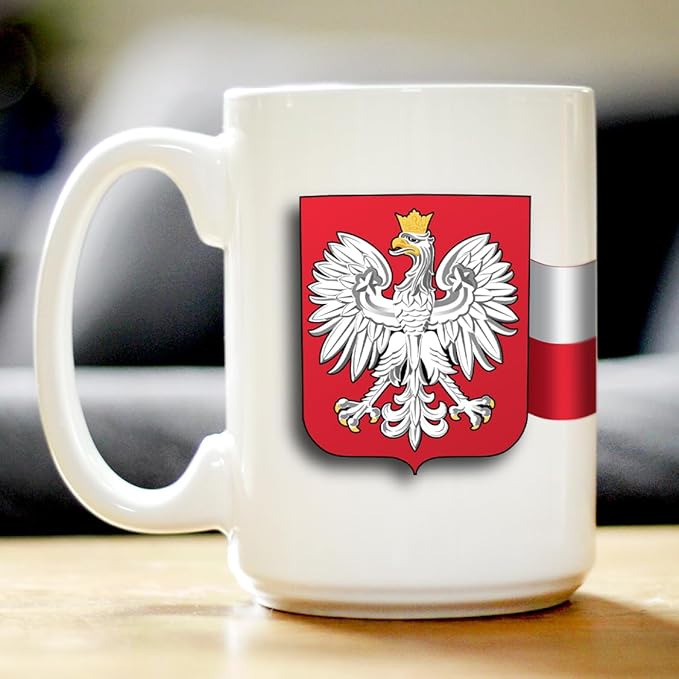 Bevvee Poland Flag Coffee Mug - Polish Gifts for Women & Men - Large 15oz White Ceramic