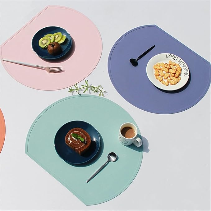 Silicone Tableware Pad Waterproof Placemat Table Mat Heat Insulation Anti-Skidding Washable for Kitchen Dining(Mud Gray)