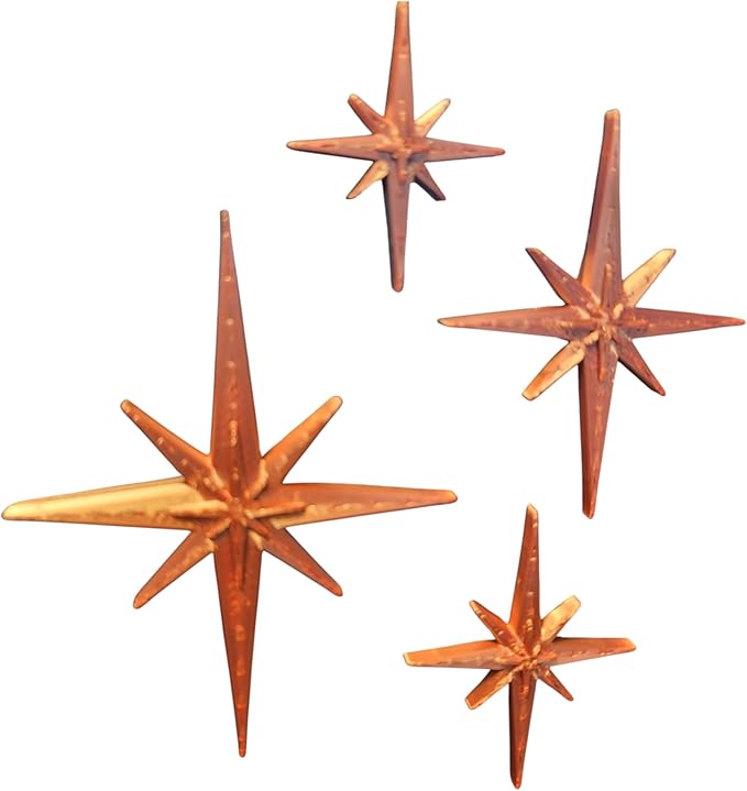 Midcentury Modern Vintage Style Atomic Starbursts Fridge Magnets Art Refrigerator Kitchen Décor 1960s Retro 50s Home Office MCM (Copper)