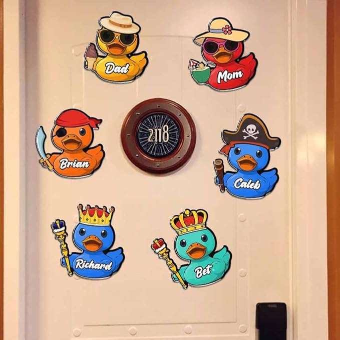 Custom Christmas Duck Cruise Door Magnets Fun Duck Cruise Door Decorations Ducky Magnets Stickers Decals Magnetic Reusable Cruiser Ship Magnet for Doors Car Fridge Refrigerator Birthday Kitchen Decor