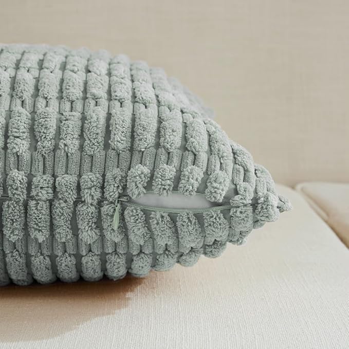 Fancy Homi 4 Packs Decorative Throw Pillow Covers for Living Room Couch Bed, Modern Farmhouse Boho Home Decor, Accent Cushion Case (12 x 20-Inch, Grey Blue)