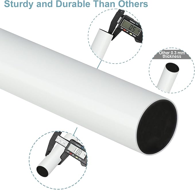 Curtain Rods for Windows 16 to 200 Inches Adjustable Length 1 Inch Diameter Window Curtain Rod with Aluminium End Cap, White