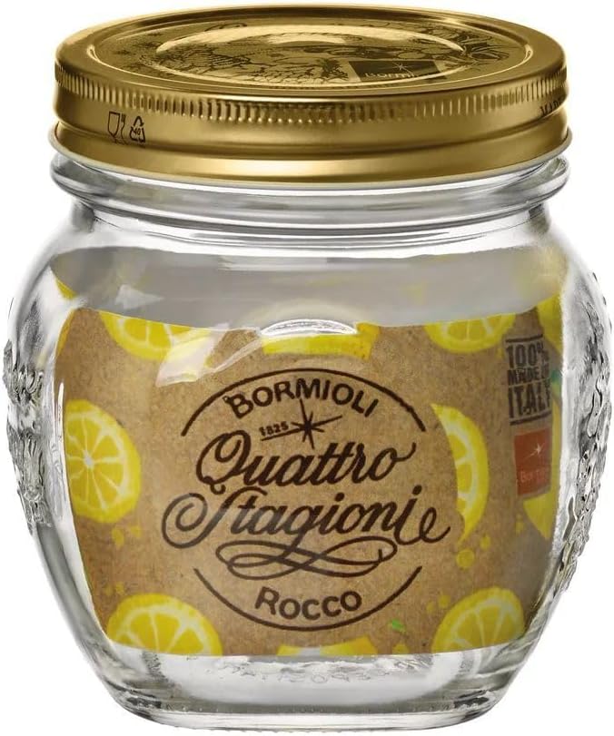 Bormioli Rocco Quattro Stagioni Amphora Small Glass Canning Jar with Lid, 17 oz., Set of 12