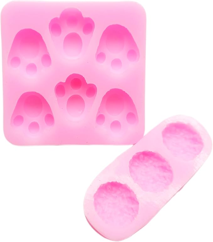 Bunny Paw and Tail Silicone Molds Bundle - Create Adorable Cake Balls, Cookie Decorations, and Cupcake Toppers with Ease (6 cavities paws 3 cavities tails Molds)