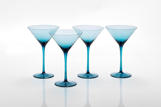 Fortessa Gala Glass, 8 Ounce Martini (Set of 4), Cornflower