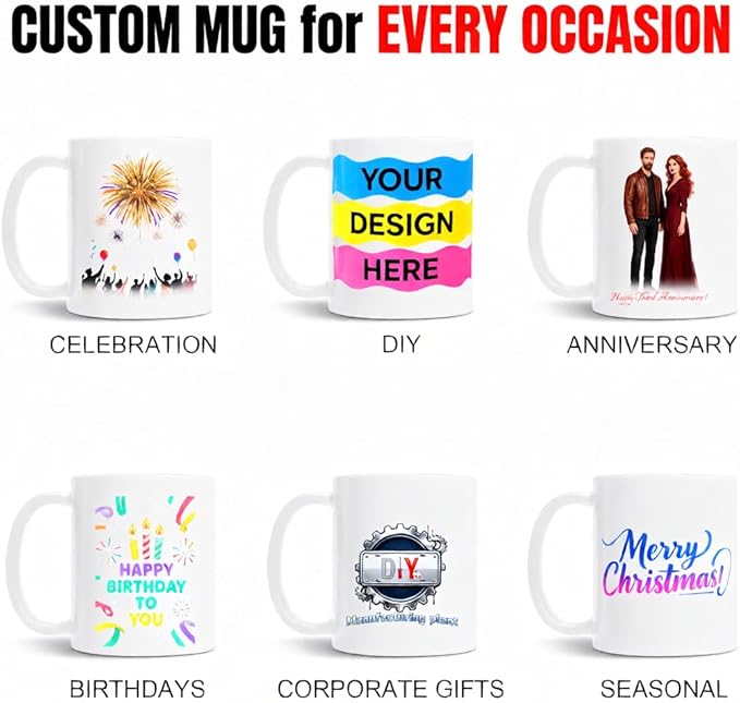 Custom Ceramic Coffee Mug 11oz - Customized Mugs Double Sides with Personalized Photo,Text Funny Cute Gifts For Dad, Mom, Women, Men Christmas, Birthday, Party Taza Personalizada Tea Cup