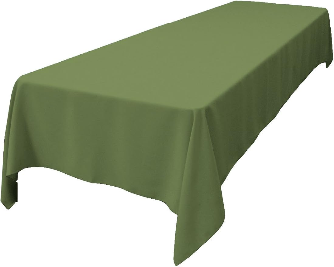 LA Linen Polyester Poplin Washable Rectangular Tablecloth, Stain and Wrinkle Resistant Table Cover 60x144, Fabric Table Cloth For Dinning, Kitchen, Party, Holiday 60 by 144-Inch, Sage Dark