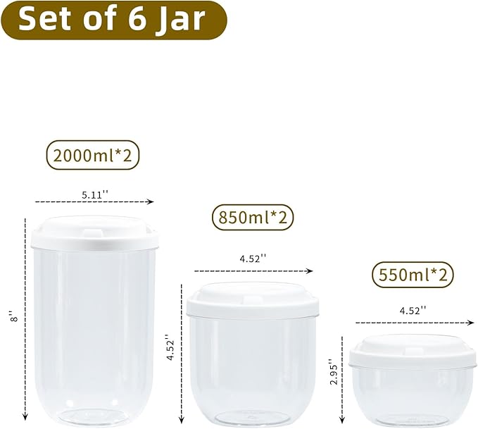 FABROK 6 Pack Candy Storage Organizer with Lid, Plastic Cookie Storage Jar for desk, Clear Plastic Container Canister for Laundry, Kitchen, Bathroom