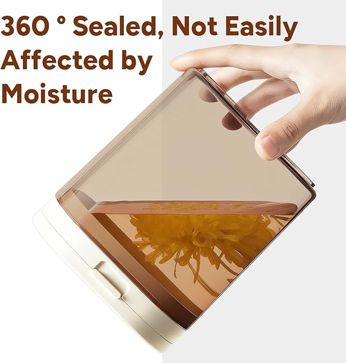 Airtight Brown Sugar Container with Clay Disc - 0.84 Qt (800 ml) Glass Jar, Moisture Proof Storage Keeps Sugar Soft - Includes 1 Clay Disc & Spoon for Flour, Coffee, Dry Food, Sugar