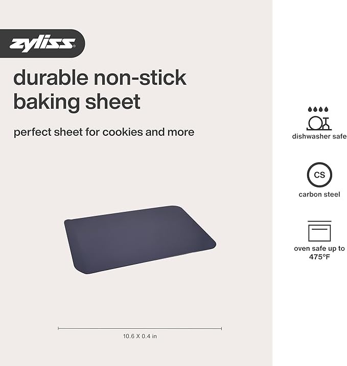 Zyliss E980192 Non-Stick Baking Sheet | Carbon Steel | Dark Blue | Baking Tin/Bakeware/Roasting | Dishwasher Safe | 5 Year Guarantee
