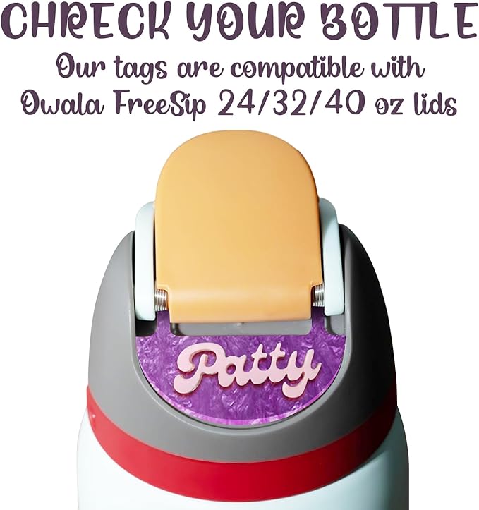 Personalized 3D Name Plate Compatible with Owala Water Bottle 24oz 32oz 40oz | 100 Color Options, 12 Font Options | Custom Name Plate Freesip Topper