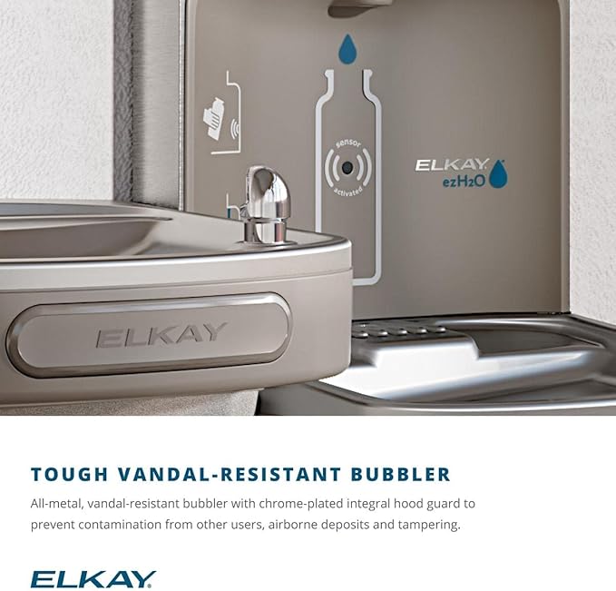 Elkay LZSTL8WSVRLK ezH2O Bottle Filling Station with Versatile Bi-Level ADA Cooler Filtered Refrigerated Light Gray
