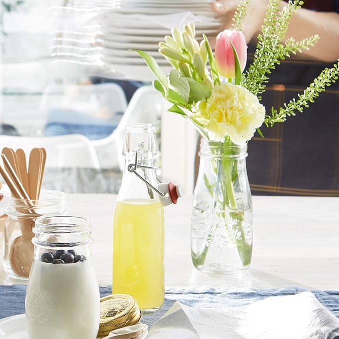 Bormioli Rocco Swing Bottle - 8.5 oz, Recyclable Glass with Airtight Seal - BPA-Free & Dishwasher Safe - Ideal for Infused Drinks, Juices, Oils - Leakproof, Odor Proof, Stain Proof Food Storage