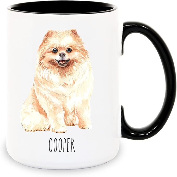 Pomeranian Custom Coffee Mugs with Name for Dog Mom Dad - Personalized Gifts for Best Friends - Grandma Grandpa Present (Pomeranian)