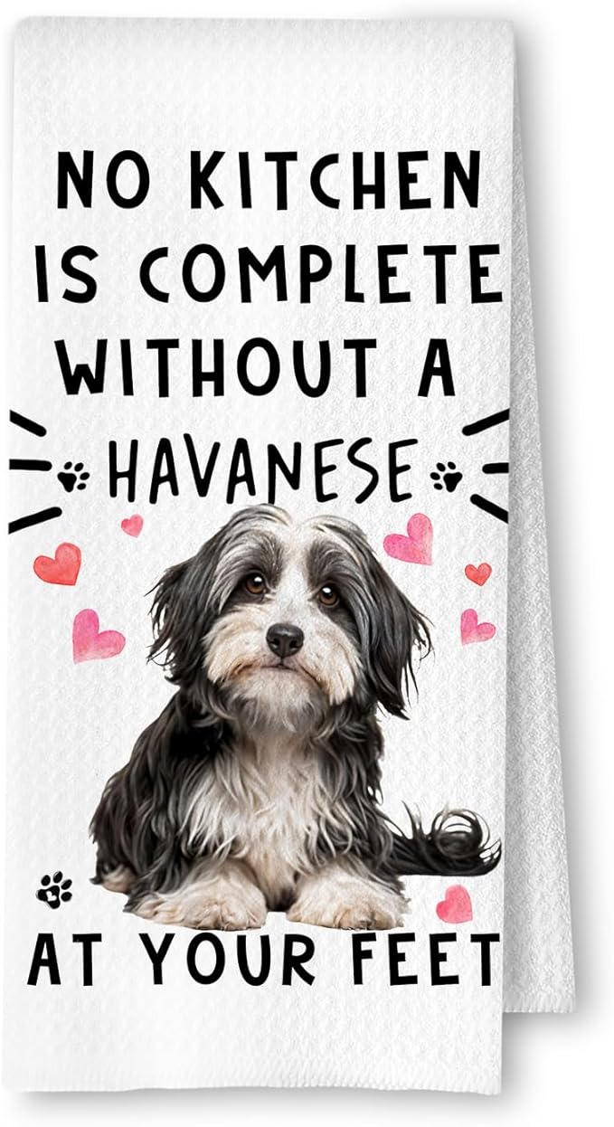 Havanese Funny Dog Kitchen Towels - Havanese Waffle Weave Dish Towels for Bathroom,A Kitchen is Not Complete Without A HavaneseDish Towel,Dog Lovers Gift,16×24 Inch
