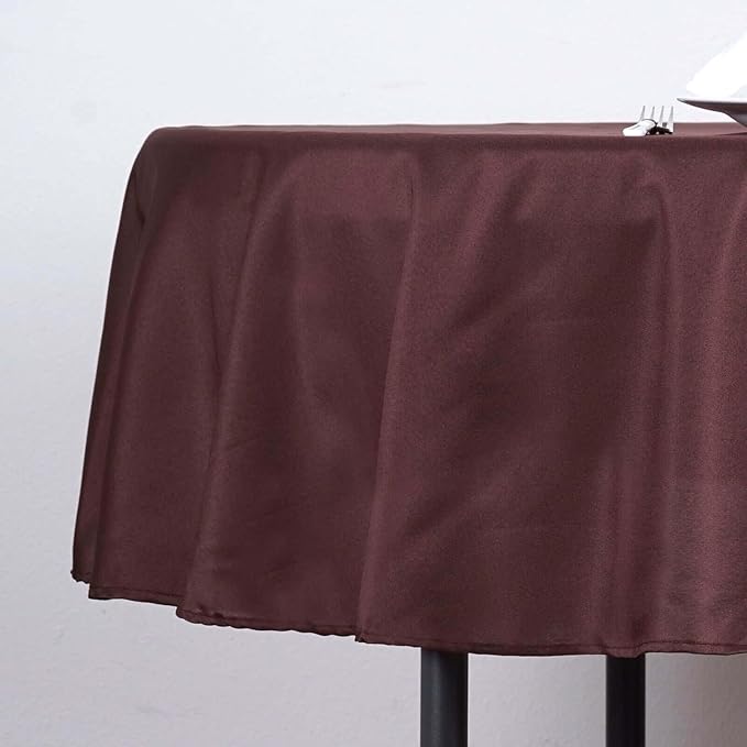 Efavormart Round Tablecloth, 90 Inch Stain & Wrinkle Resistant Washable Table Cloth, Decorative Polyester Fabric Table Cover for Banquet, Wedding, Dining- Chocolate