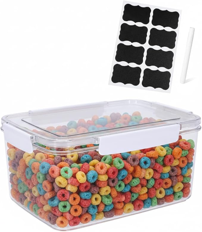 Rice Container Airtight Food Storage Containers with Lids, Transparent Cereal Dispenser Bin for Bread,Coffee Beans,Cookies,Flour,Grain Cereal Soybean Corn,Begie,Pet Dog Cat Food Storage Container