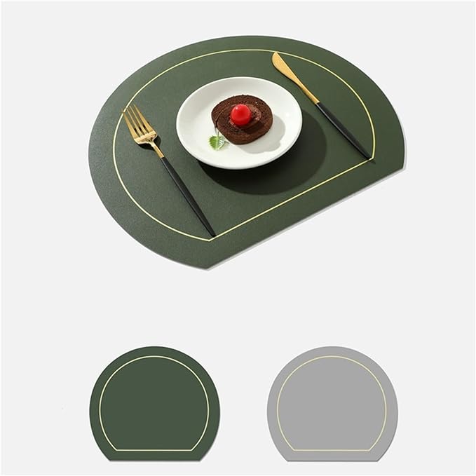 Nordic Style Leather Western Table Mat PVC Oil-Proof Table Mat Hotel Home Dining Plate Mat Non-Slip Heat Insulation Pad(Green B)