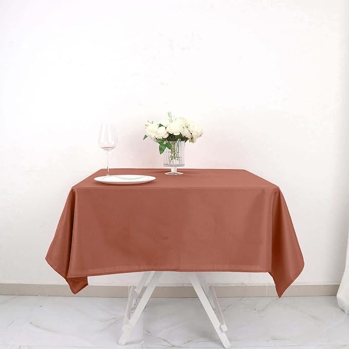 Efavormart 54x54 Terracotta Wholesale Linens Seamless Polyester Square Linen Tablecloth for Wedding Banquet Party Restaurant