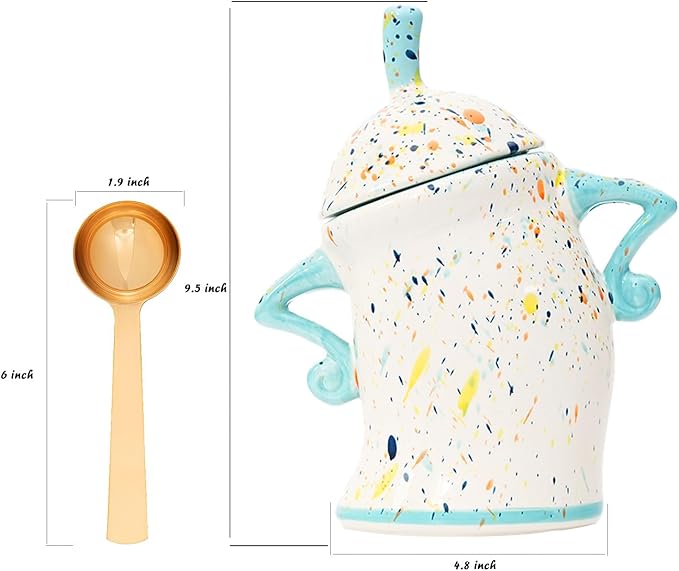 Ceramic Jar With Attitude Food Storage Jar With Airtight Lid Decorative Kitchen Container For Coffee Beans Tea Flour Sugar Pasta Cookies (Macaron color)