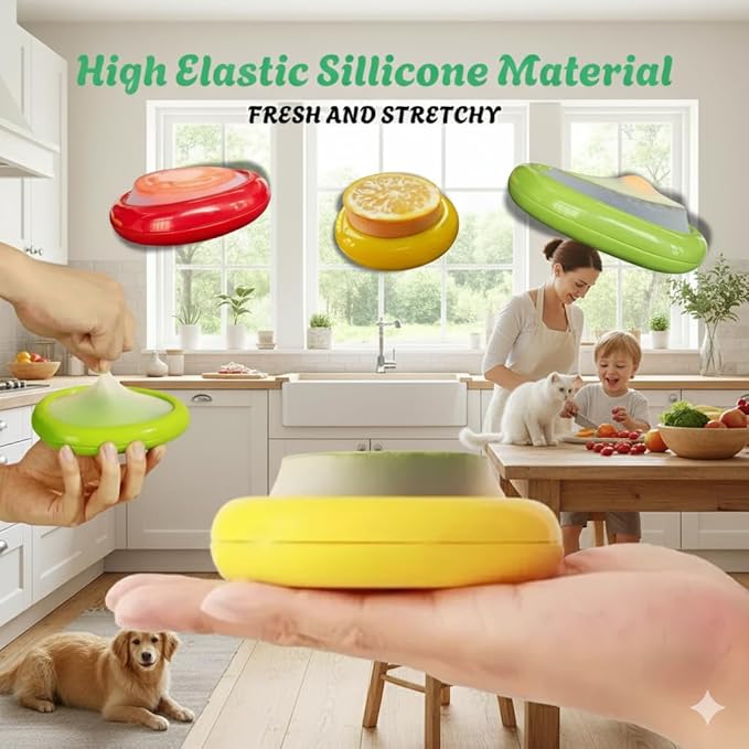 Set of 4 Reusable Avocado Saver and Onion Storage– Eco-Friendly – Keep Leftovers Fresh Without Plastic Bags. Fruit and Veggie Savers for Avocados, Lemons, Onions, Tomatoes & Salad
