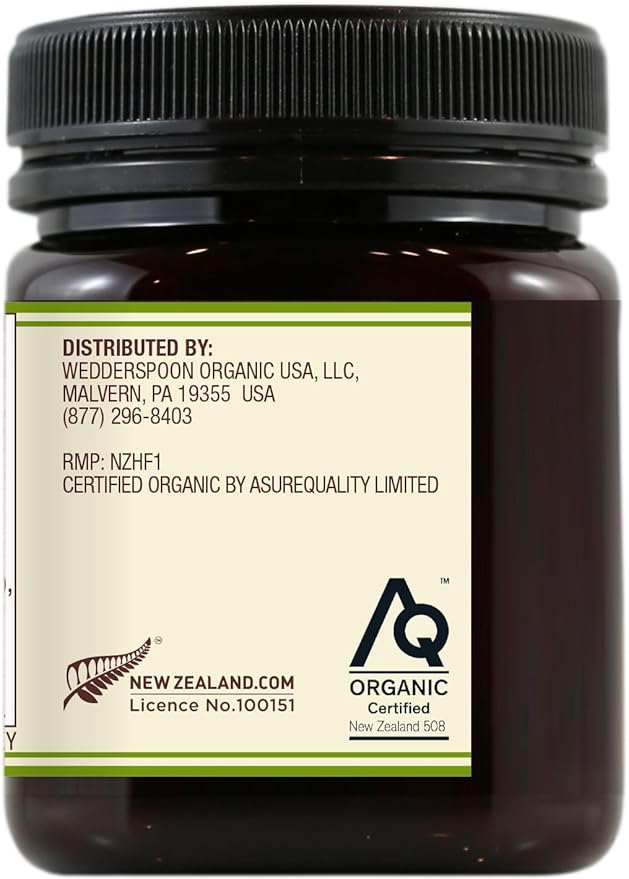 Wedderspoon Raw Organic Manuka Honey KFactor 16+, 8.8 Oz, Unpasteurized, Genuine New Zealand Honey, Multi-Functional, Non-GMO Superfood, Organic Kfactor, Traceable from Our Hives to Your Home