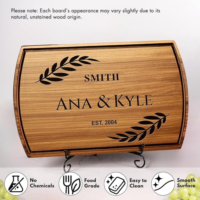 Personalized Christmas Gifts for Couples - Custom Engraved Cutting Board, Walnut Wood Charcuterie Board, Unique Holiday Gift for Family, Newlyweds, or Housewarming, Custom Kitchen Decor