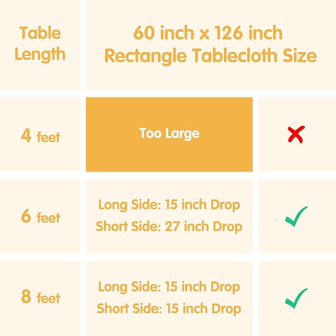 BRILLMAX 8 Pack Ivory Tablecloths 60 x 126 Inch for 8ft Rectangle Tables - 150 GSM Polyester Fabric, 15" Standard Drop, Water, Stain & Wrinkle Resistant Cloth Cover for Wedding Banquet Dining Buffet