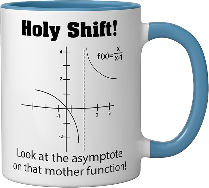 Holy Shift Look at the Asymptote Math Teacher Science Ceramic Mug, Blue/White