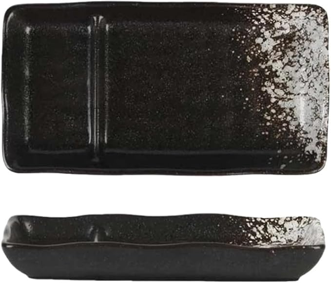 Ceramic Partition Plate Creative Household Use Vinegar Double Cake Sushi(Snow White)
