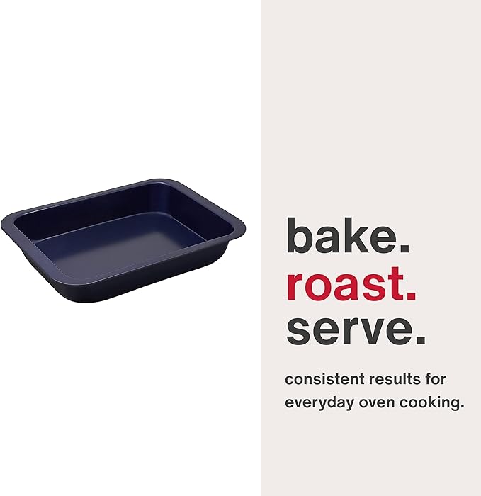 Zyliss E980190 Non-Stick Oven Tray | 30cm x 20cm | Carbon Steel | Dark Blue | Baking Tin/Bakeware/Roasting | Dishwasher Safe | 5 Year Guarantee