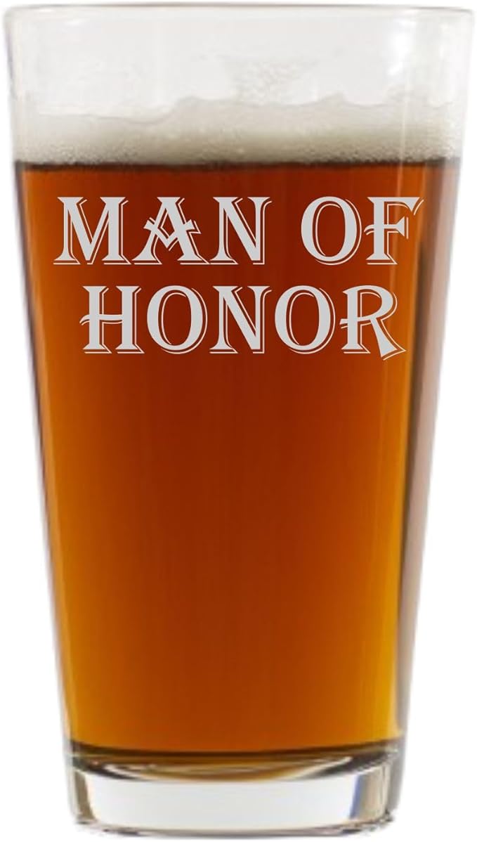 Man of Honor Pint Glass Male Bridesmaid Glasses Gift for Brides Man Wedding Party Glasses
