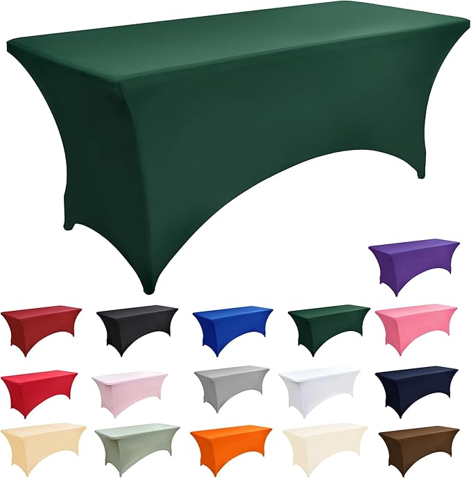2-Pack 6ft Spandex Table Covers for Rectangle Standard Folding Tables - Wrinkle Resistant Stretch Tablecloths - Ultimate Fitted Table Protector for Parties, Trade Shows, Banquet