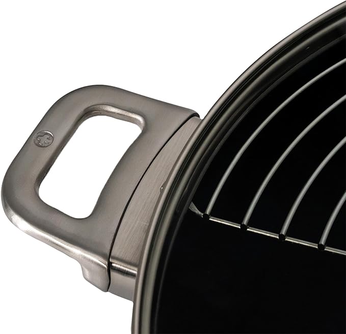 Swiss Diamond Nonstick Hybrid Ceramic and Diamond-Infused Wok With Glass Lid & Tempura Rack, Dou Ceramic, Dishwasher & Oven Safe Up To 500 °F, 12.5-Inches