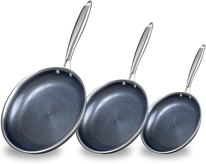 THE COOK'S COMPANY Non-Stick Frying Pan Set - 8-Inch, 9.5-Inch, 11-Inch Skillets with Premium Nonstick Coating for Easy Cleanup and Versatile Cooking