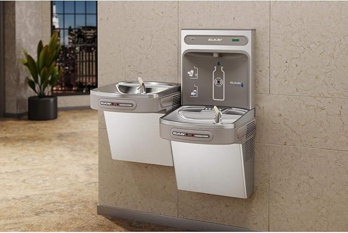 Elkay EZH2O Bottle Filling Station with Bi-Level ADA Cooler Dual Hands Free Activation Refrigerated Stainless